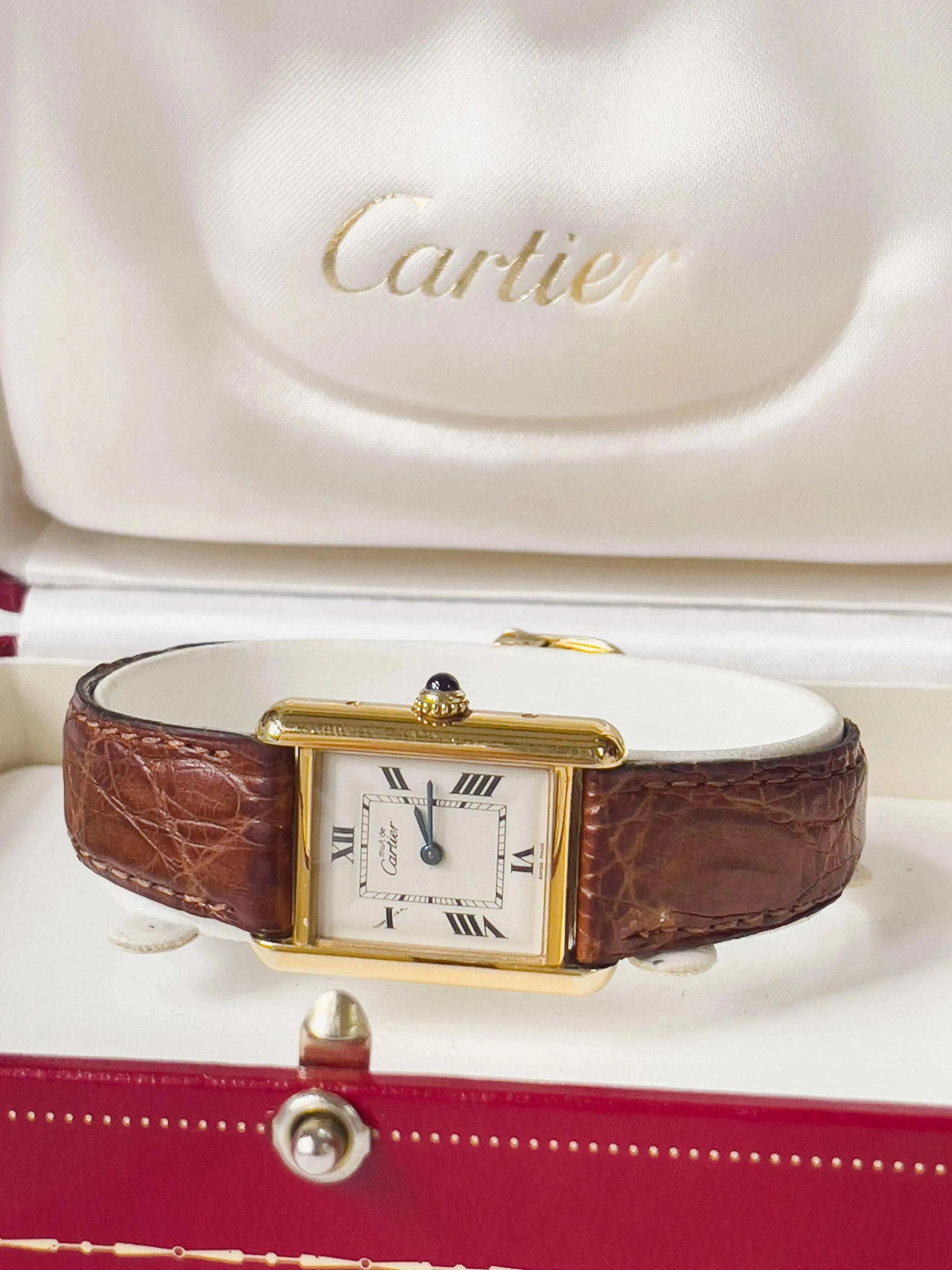 Cartier - Tank Must Vermeil Boucle Déployante - boite - 1990s - Atelier Victor Paris - Vintage Watch Shop Dubai