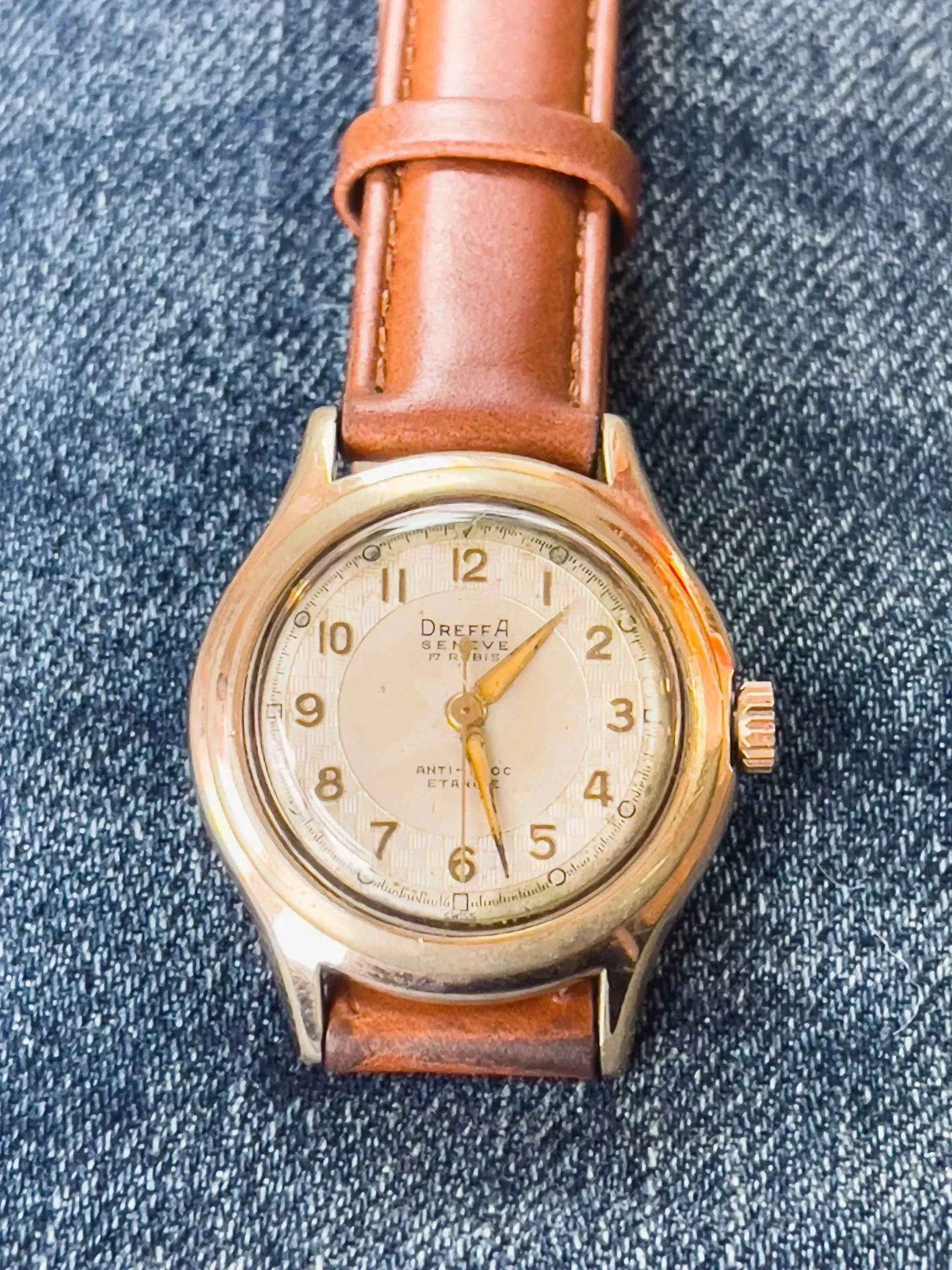 Dreffa Genève - Incabloc Patine Plaqué or - 1950s - Atelier Victor