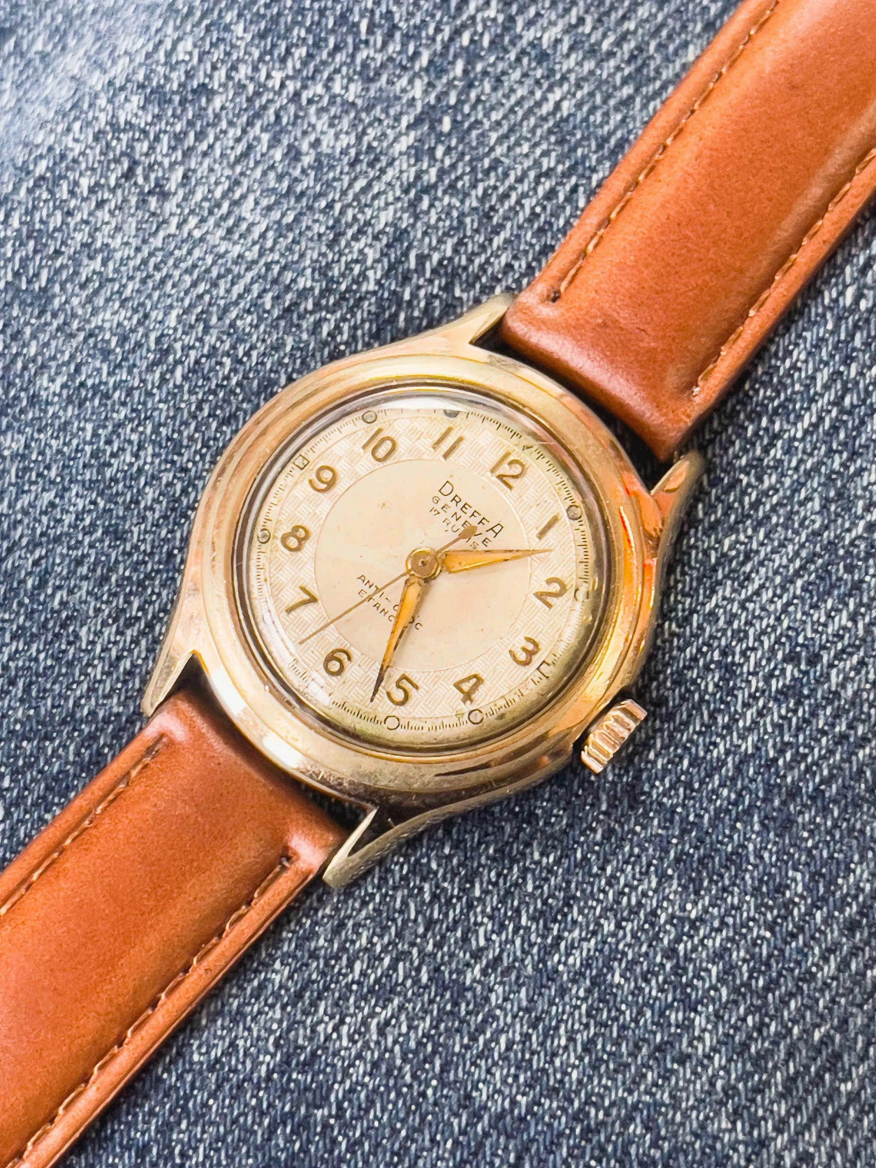 Dreffa Genève - Incabloc Patine Plaqué or - 1950s - Atelier Victor Paris - Vintage Watch Shop Dubai