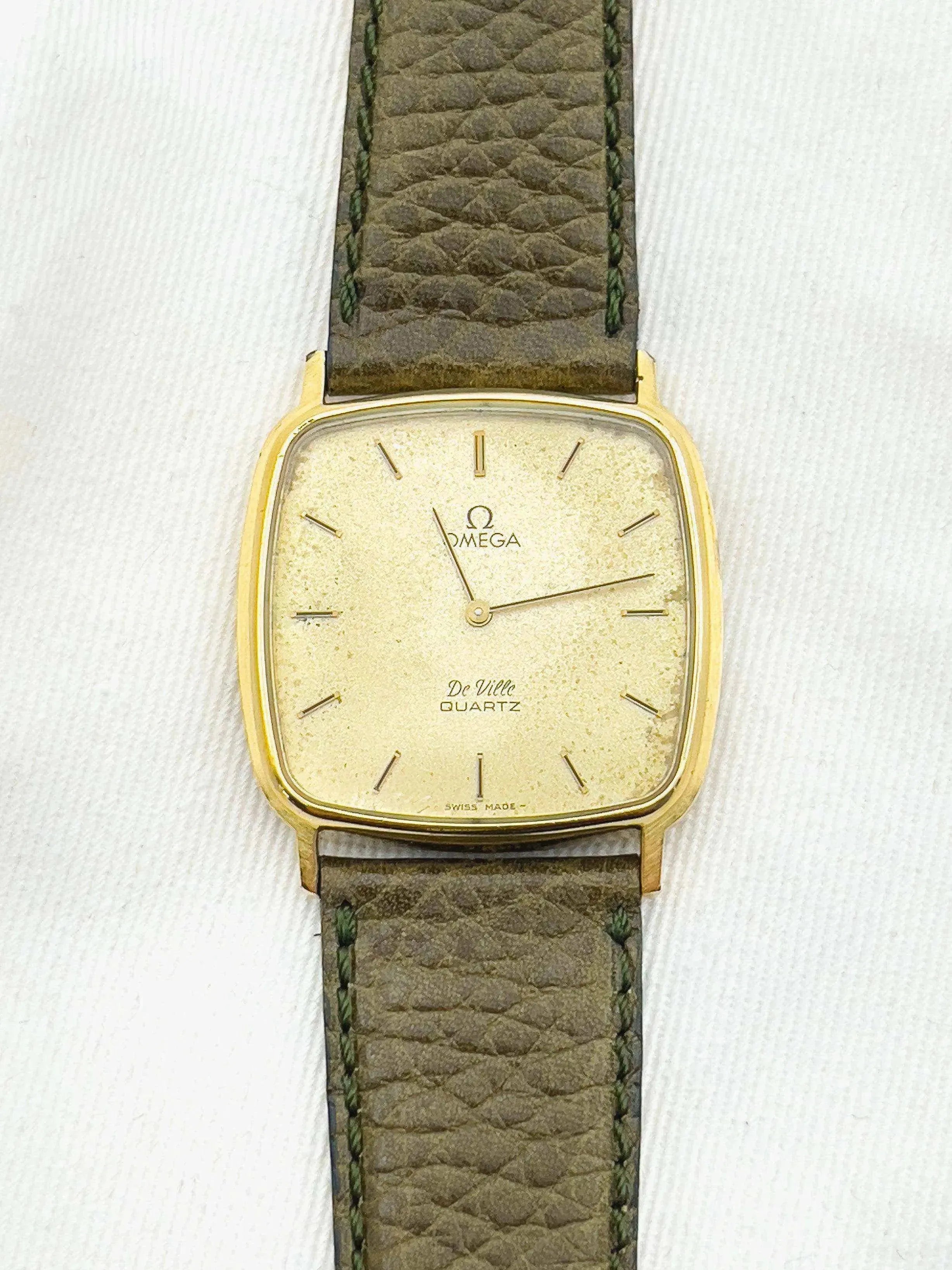 Omega - De Ville Gold Square Patine Kaki - 1970s - Atelier Victor Paris - Vintage Watch Shop Dubai