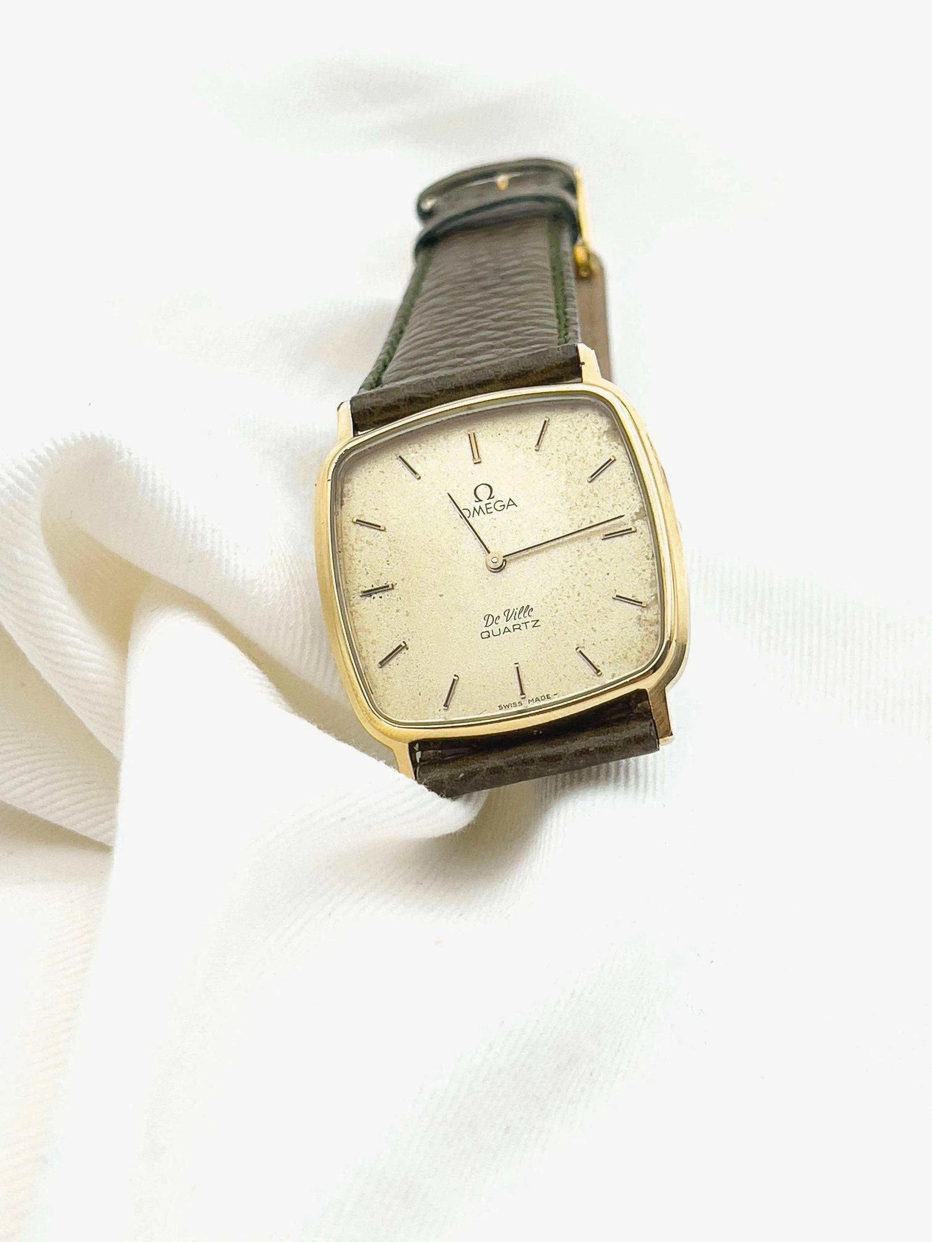 Omega - De Ville Gold Square Patine Kaki - 1970s - Atelier Victor Paris - Vintage Watch Shop Dubai