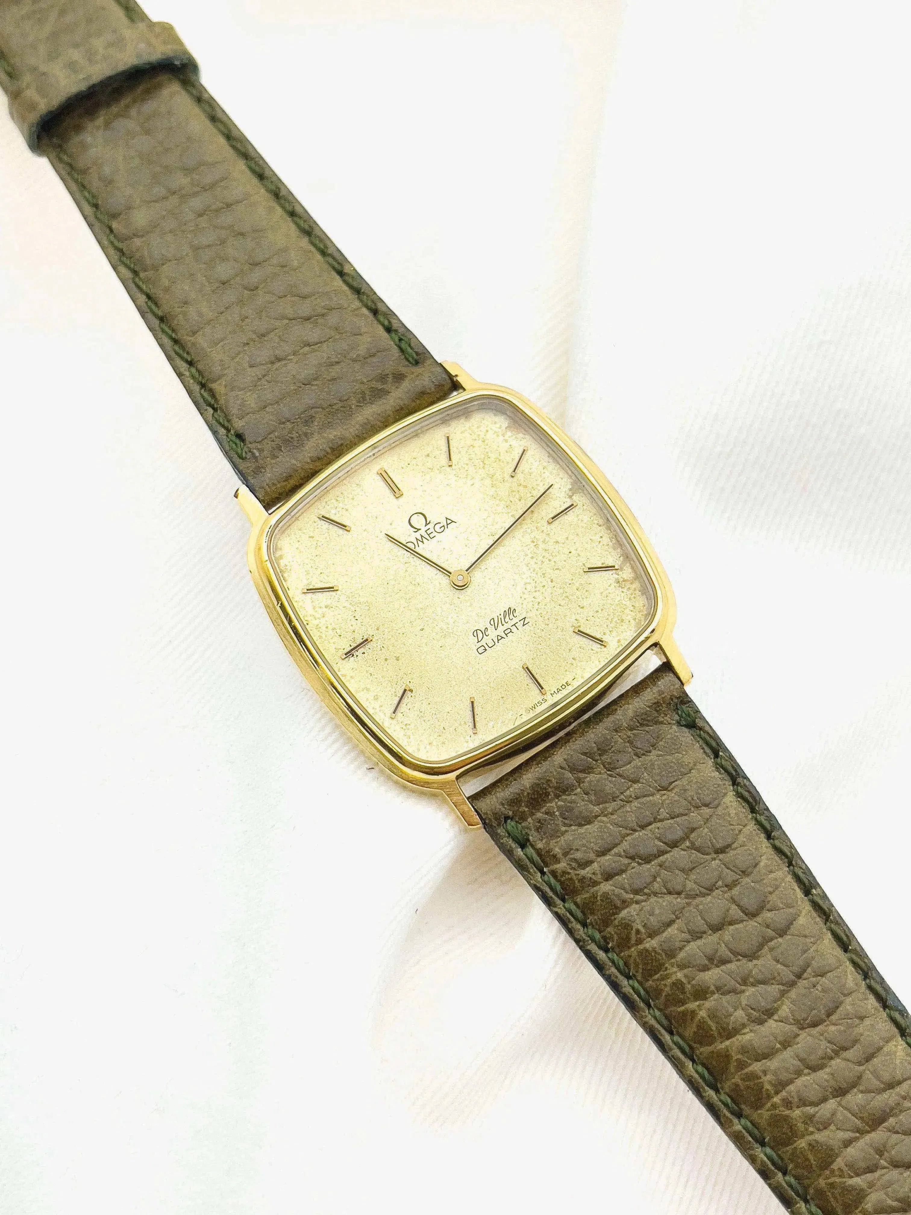 Omega - De Ville Gold Square Patine Kaki - 1970s - Atelier Victor Paris - Vintage Watch Shop Dubai