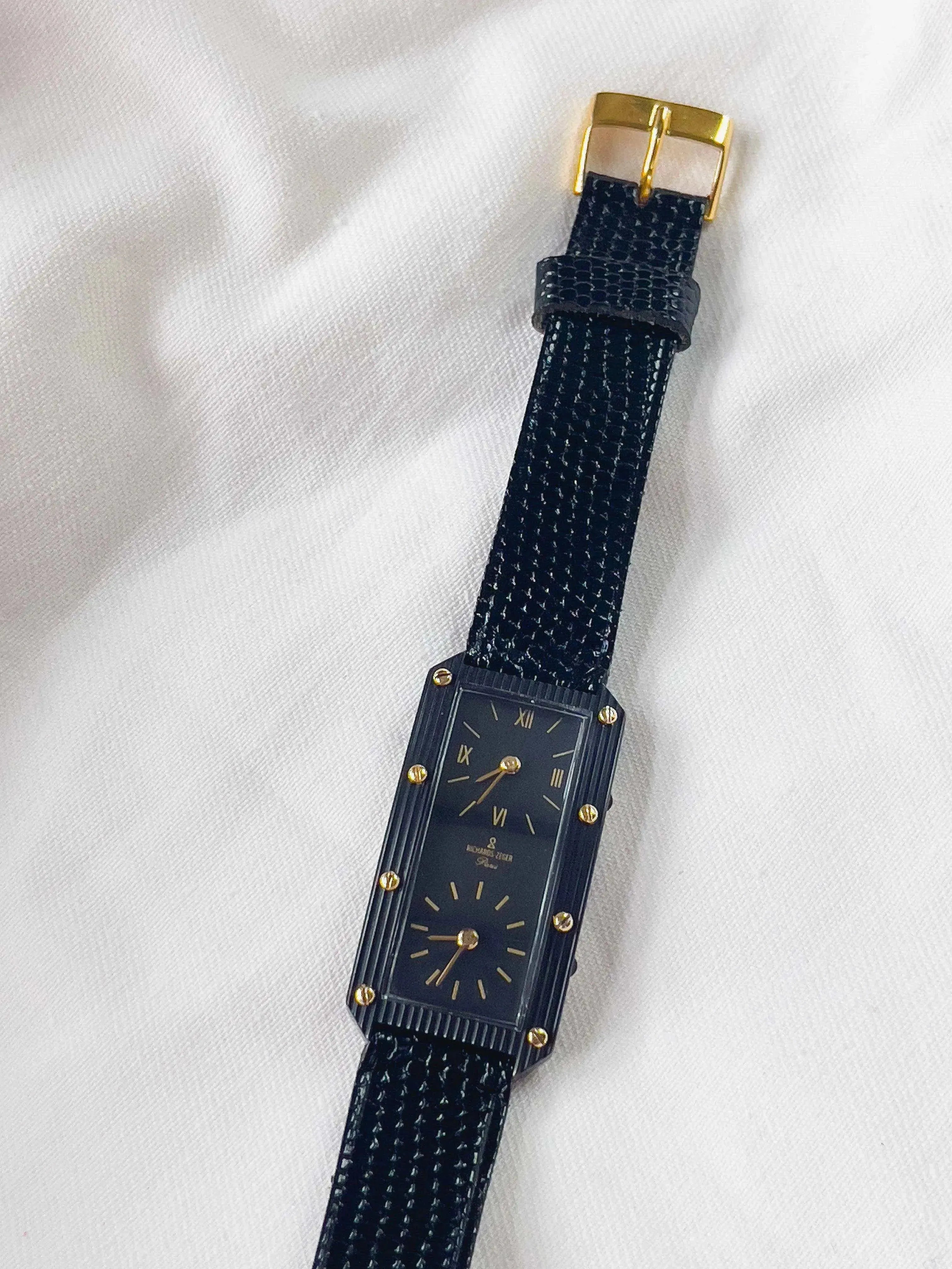 Richards-Zeger - Double Fuseau Black - 1980s - Atelier Victor Paris - Vintage Watch Shop Dubai