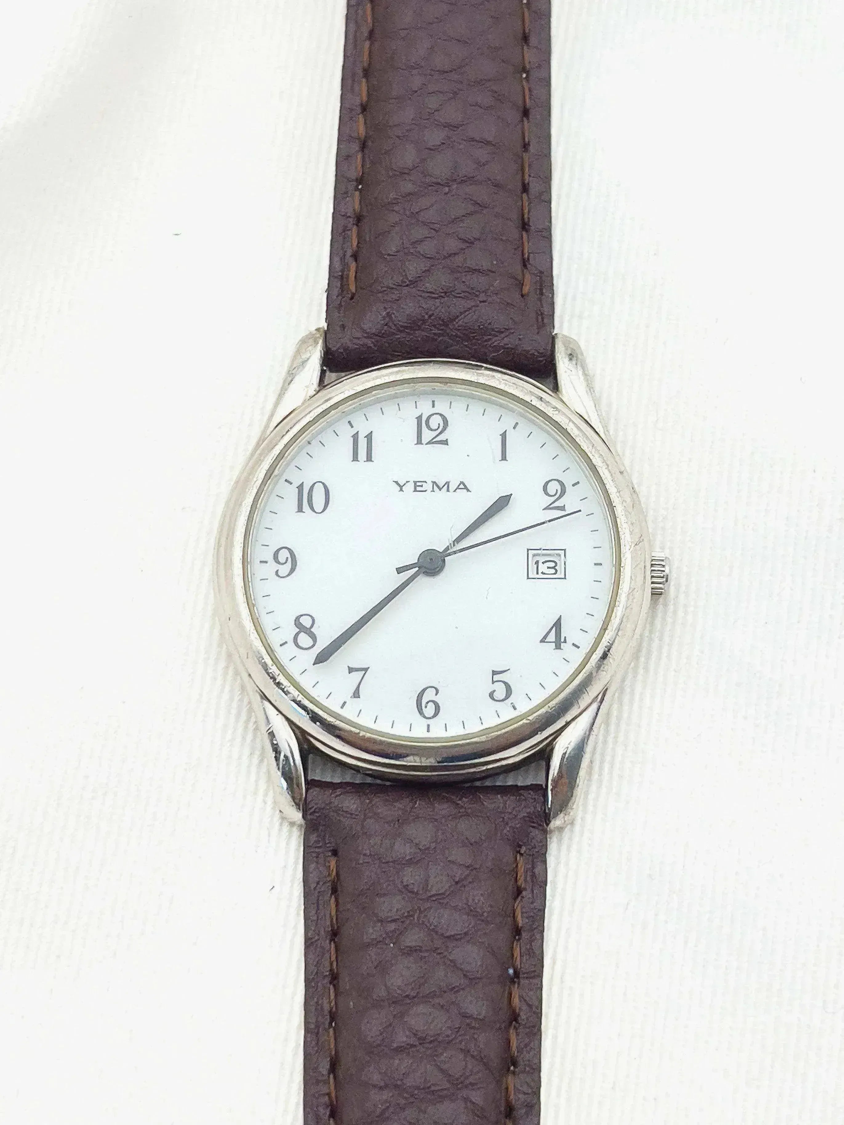 Yema - Cadran Blanc Boîtier Acier Date - 1990s - Atelier Victor