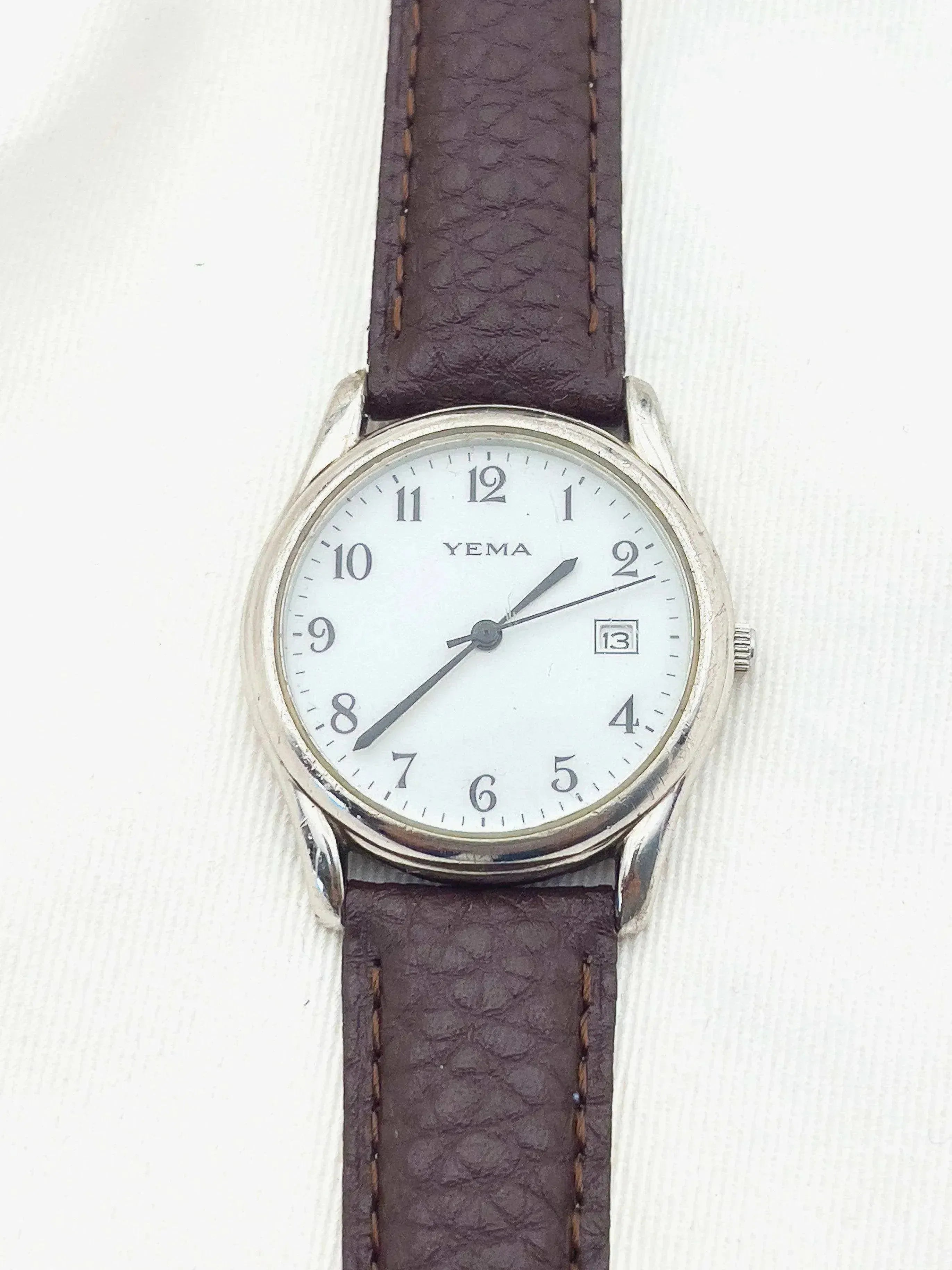Yema - Cadran Blanc Boîtier Acier Date - 1990s - Atelier Victor